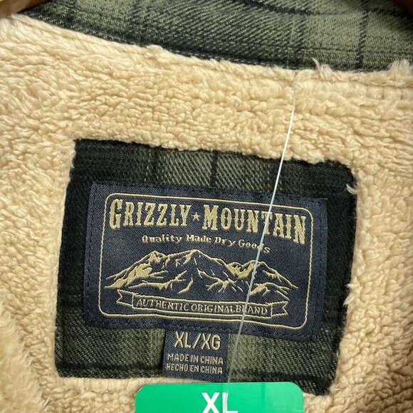 NEW Grizzly Mountain Men's XL Plaid Shirt Jacket Green & Black Sherpa-Lined - Picture 4 of 9